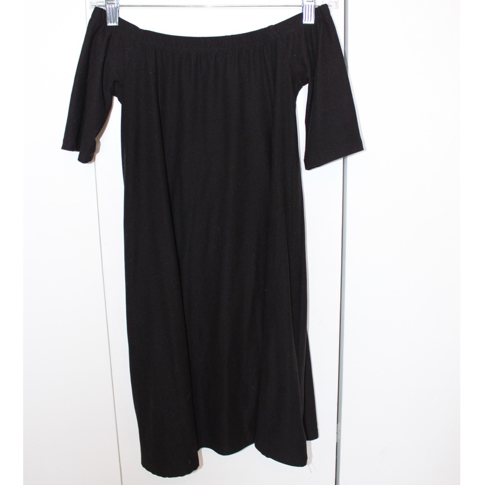 Off the shoulder black mini dress